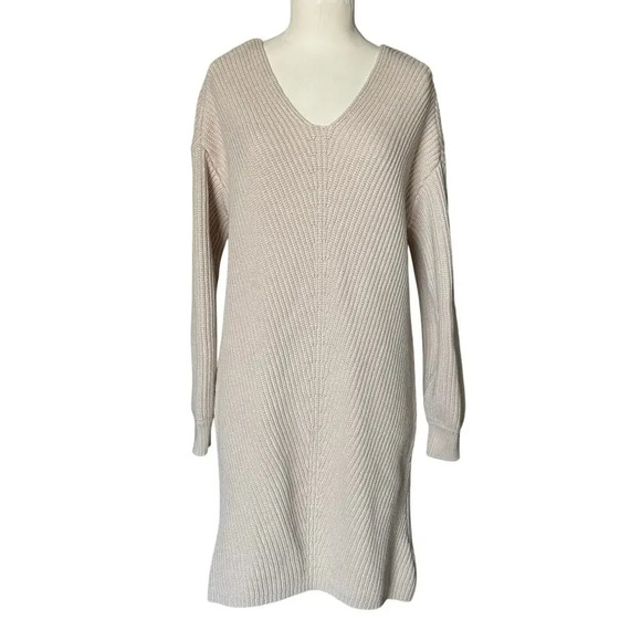 10 Tree Womens Highline V-Neck Cotton Knit Sweater Dress M - Picture 4 of 9